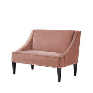 Homeroots 45" Blush And Brown Upholstered Velvet Bench Blush,Velvet Manufactured Wood 490857