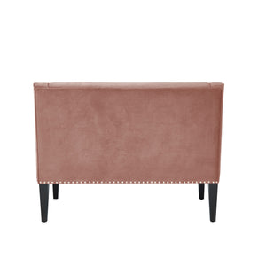 Homeroots 45" Blush And Brown Upholstered Velvet Bench Blush,Velvet Manufactured Wood 490857