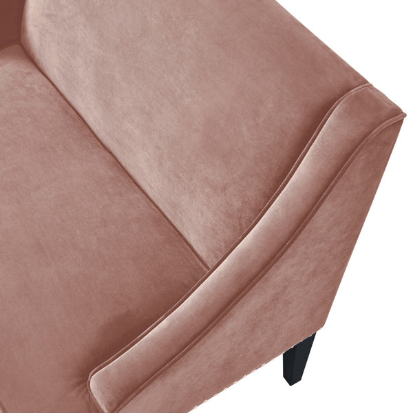 Homeroots 45" Blush And Brown Upholstered Velvet Bench Blush,Velvet Manufactured Wood 490857