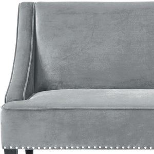 Homeroots 45" Gray And Brown Upholstered Velvet Bench Grey,Velvet Manufactured Wood 490858