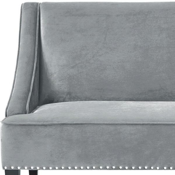 Homeroots 45" Gray And Brown Upholstered Velvet Bench Grey,Velvet Manufactured Wood 490858