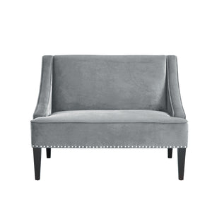 Homeroots 45" Gray And Brown Upholstered Velvet Bench Grey,Velvet Manufactured Wood 490858