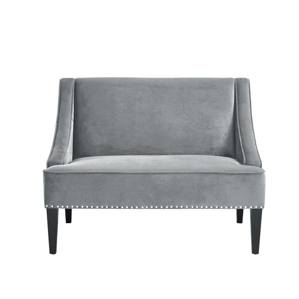 Homeroots 45" Gray And Brown Upholstered Velvet Bench Grey,Velvet Manufactured Wood 490858