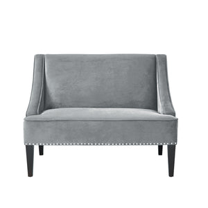 Homeroots 45" Gray And Brown Upholstered Velvet Bench Grey,Velvet Manufactured Wood 490858