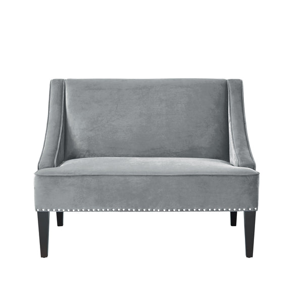 Homeroots 45" Gray And Brown Upholstered Velvet Bench Grey,Velvet Manufactured Wood 490858