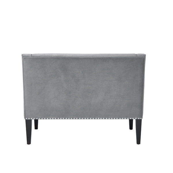 Homeroots 45" Gray And Brown Upholstered Velvet Bench Grey,Velvet Manufactured Wood 490858