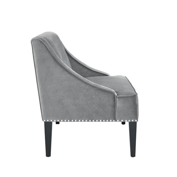 Homeroots 45" Gray And Brown Upholstered Velvet Bench Grey,Velvet Manufactured Wood 490858