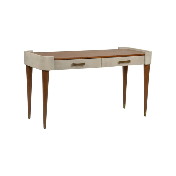 Wildwood Frances Walnut Writing Desk With Gray Shagreen Frame, Brass Accents & Mid-Century Jazz Age Flair 490859