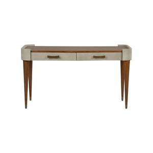 Wildwood Frances Walnut Writing Desk With Gray Shagreen Frame, Brass Accents & Mid-Century Jazz Age Flair 490859