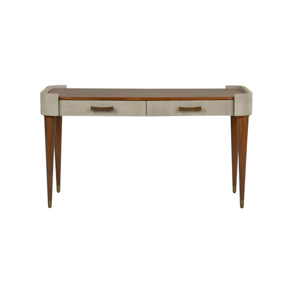 Wildwood Frances Walnut Writing Desk With Gray Shagreen Frame, Brass Accents & Mid-Century Jazz Age Flair 490859