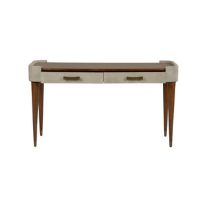 Wildwood Frances Walnut Writing Desk With Gray Shagreen Frame, Brass Accents & Mid-Century Jazz Age Flair 490859