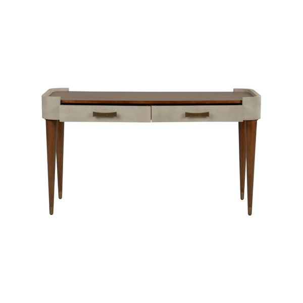 Wildwood Frances Walnut Writing Desk With Gray Shagreen Frame, Brass Accents & Mid-Century Jazz Age Flair 490859
