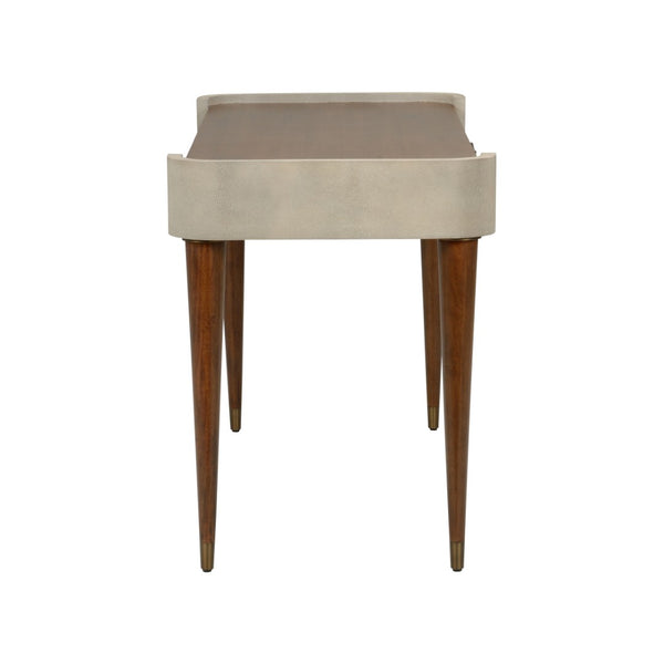 Wildwood Frances Walnut Writing Desk With Gray Shagreen Frame, Brass Accents & Mid-Century Jazz Age Flair 490859