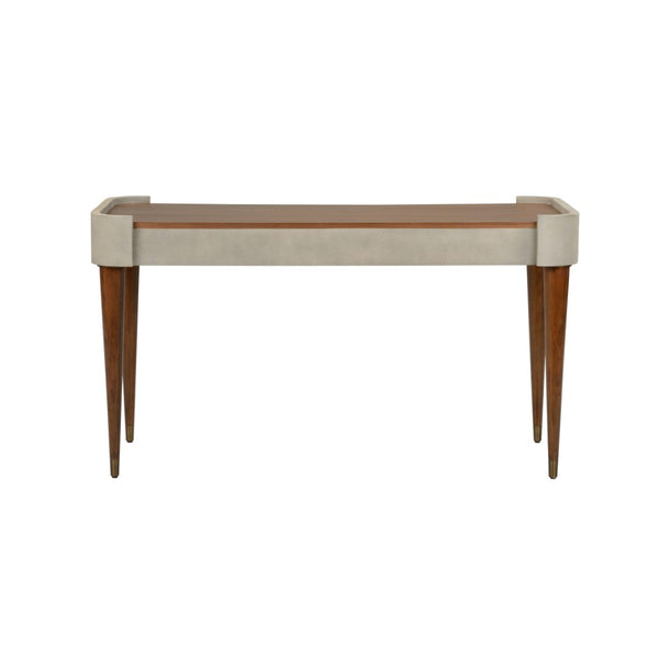 Wildwood Frances Walnut Writing Desk With Gray Shagreen Frame, Brass Accents & Mid-Century Jazz Age Flair 490859