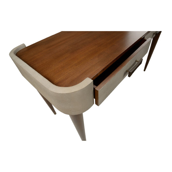 Wildwood Frances Walnut Writing Desk With Gray Shagreen Frame, Brass Accents & Mid-Century Jazz Age Flair 490859