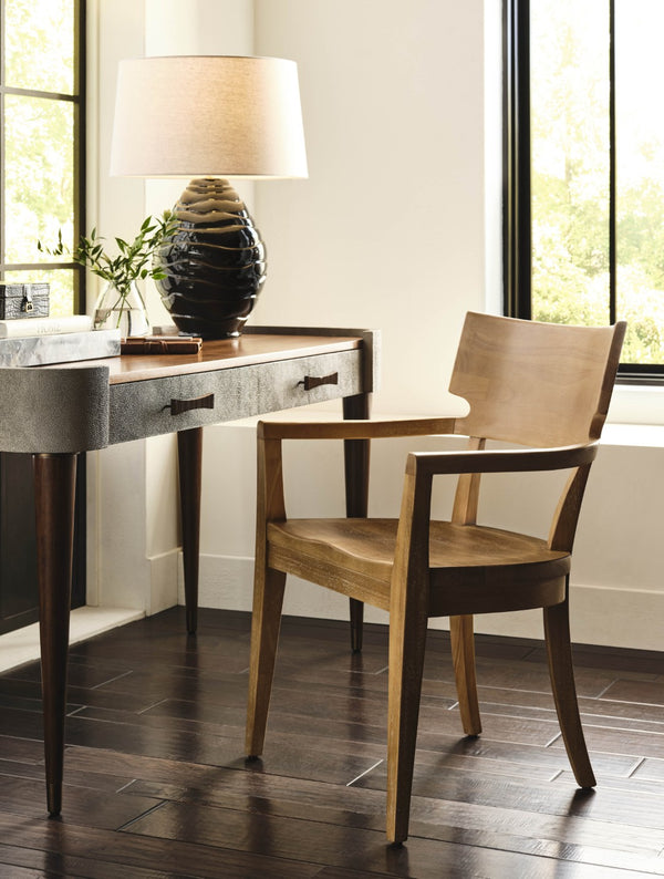 Wildwood Frances Walnut Writing Desk With Gray Shagreen Frame, Brass Accents & Mid-Century Jazz Age Flair 490859