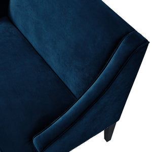 Homeroots 45" Navy Blue And Brown Upholstered Velvet Bench Navy,Velvet Manufactured Wood 490859