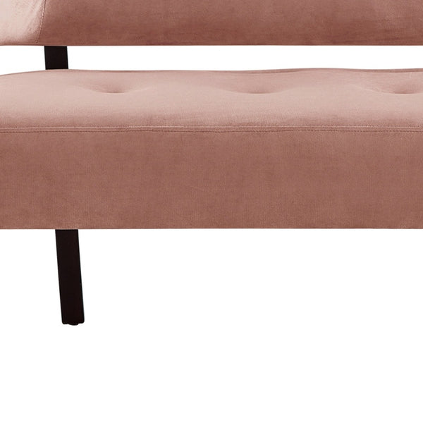 Homeroots 48" Blush And Brown Upholstered Velvet Bench Blush,Velvet Manufactured Wood 490860