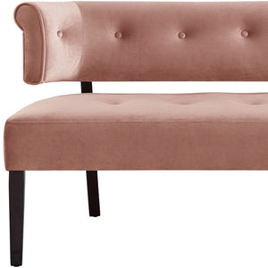 Homeroots 48" Blush And Brown Upholstered Velvet Bench Blush,Velvet Manufactured Wood 490860