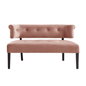 Homeroots 48" Blush And Brown Upholstered Velvet Bench Blush,Velvet Manufactured Wood 490860