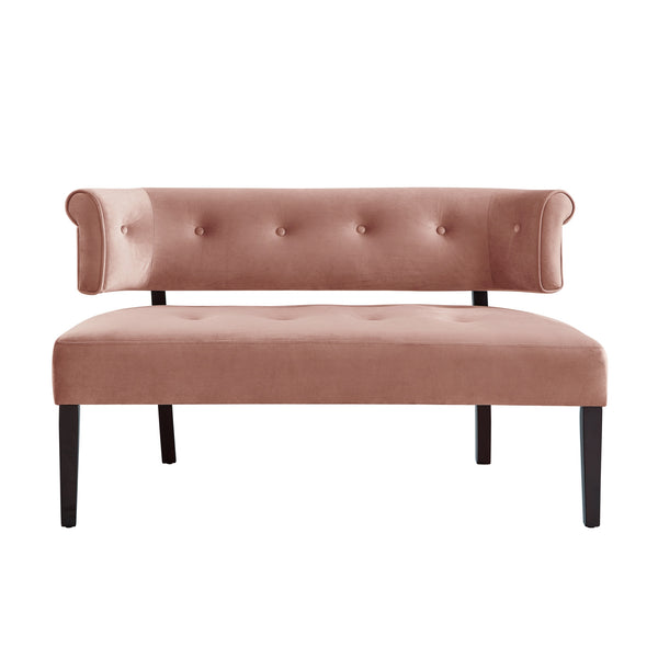 Homeroots 48" Blush And Brown Upholstered Velvet Bench Blush,Velvet Manufactured Wood 490860