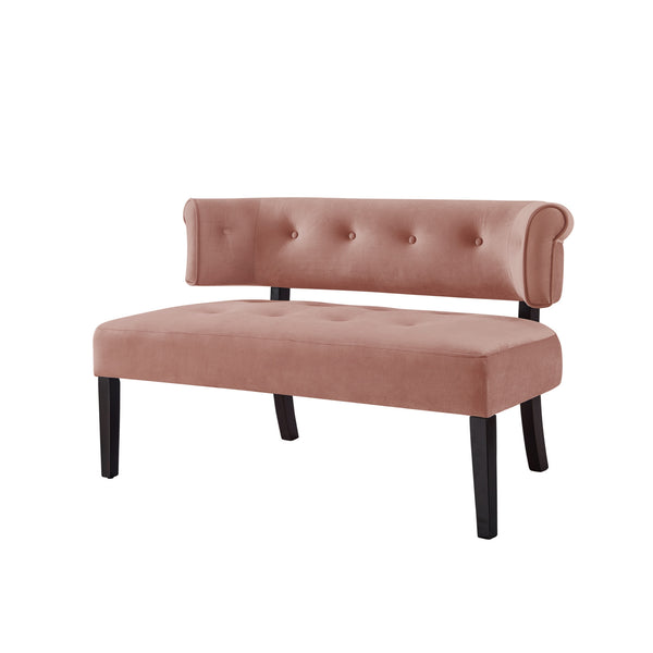 Homeroots 48" Blush And Brown Upholstered Velvet Bench Blush,Velvet Manufactured Wood 490860