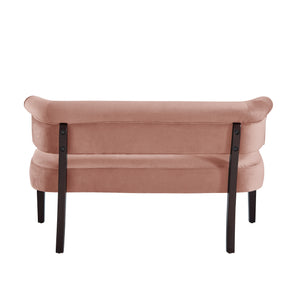 Homeroots 48" Blush And Brown Upholstered Velvet Bench Blush,Velvet Manufactured Wood 490860