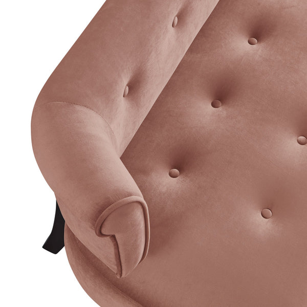 Homeroots 48" Blush And Brown Upholstered Velvet Bench Blush,Velvet Manufactured Wood 490860