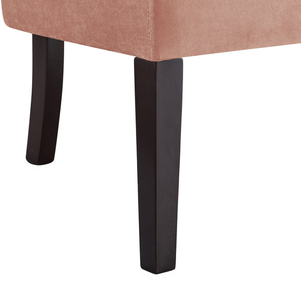 Homeroots 48" Blush And Brown Upholstered Velvet Bench Blush,Velvet Manufactured Wood 490860