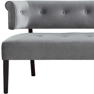 Homeroots 48" Gray And Brown Upholstered Velvet Bench Grey,Velvet Manufactured Wood 490861