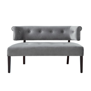 Homeroots 48" Gray And Brown Upholstered Velvet Bench Grey,Velvet Manufactured Wood 490861