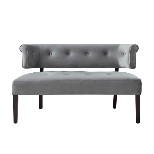 Homeroots 48" Gray And Brown Upholstered Velvet Bench Grey,Velvet Manufactured Wood 490861