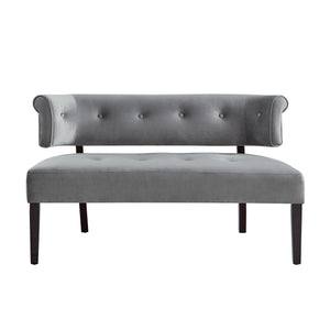 Homeroots 48" Gray And Brown Upholstered Velvet Bench Grey,Velvet Manufactured Wood 490861