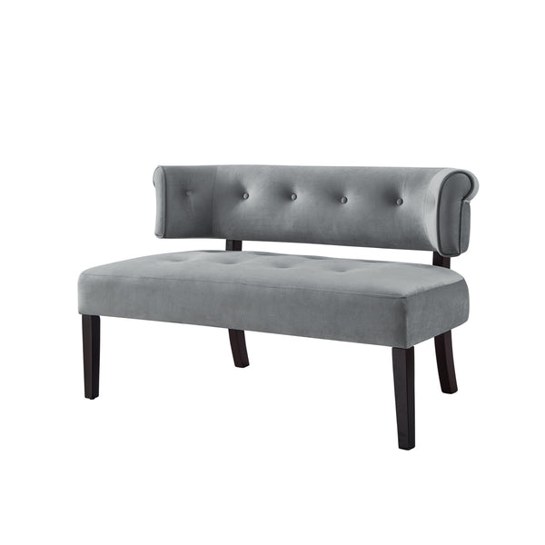 Homeroots 48" Gray And Brown Upholstered Velvet Bench Grey,Velvet Manufactured Wood 490861