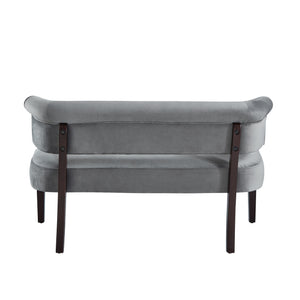 Homeroots 48" Gray And Brown Upholstered Velvet Bench Grey,Velvet Manufactured Wood 490861