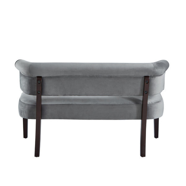 Homeroots 48" Gray And Brown Upholstered Velvet Bench Grey,Velvet Manufactured Wood 490861