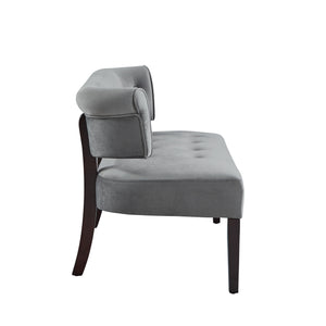 Homeroots 48" Gray And Brown Upholstered Velvet Bench Grey,Velvet Manufactured Wood 490861