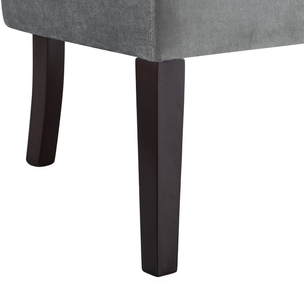 Homeroots 48" Gray And Brown Upholstered Velvet Bench Grey,Velvet Manufactured Wood 490861