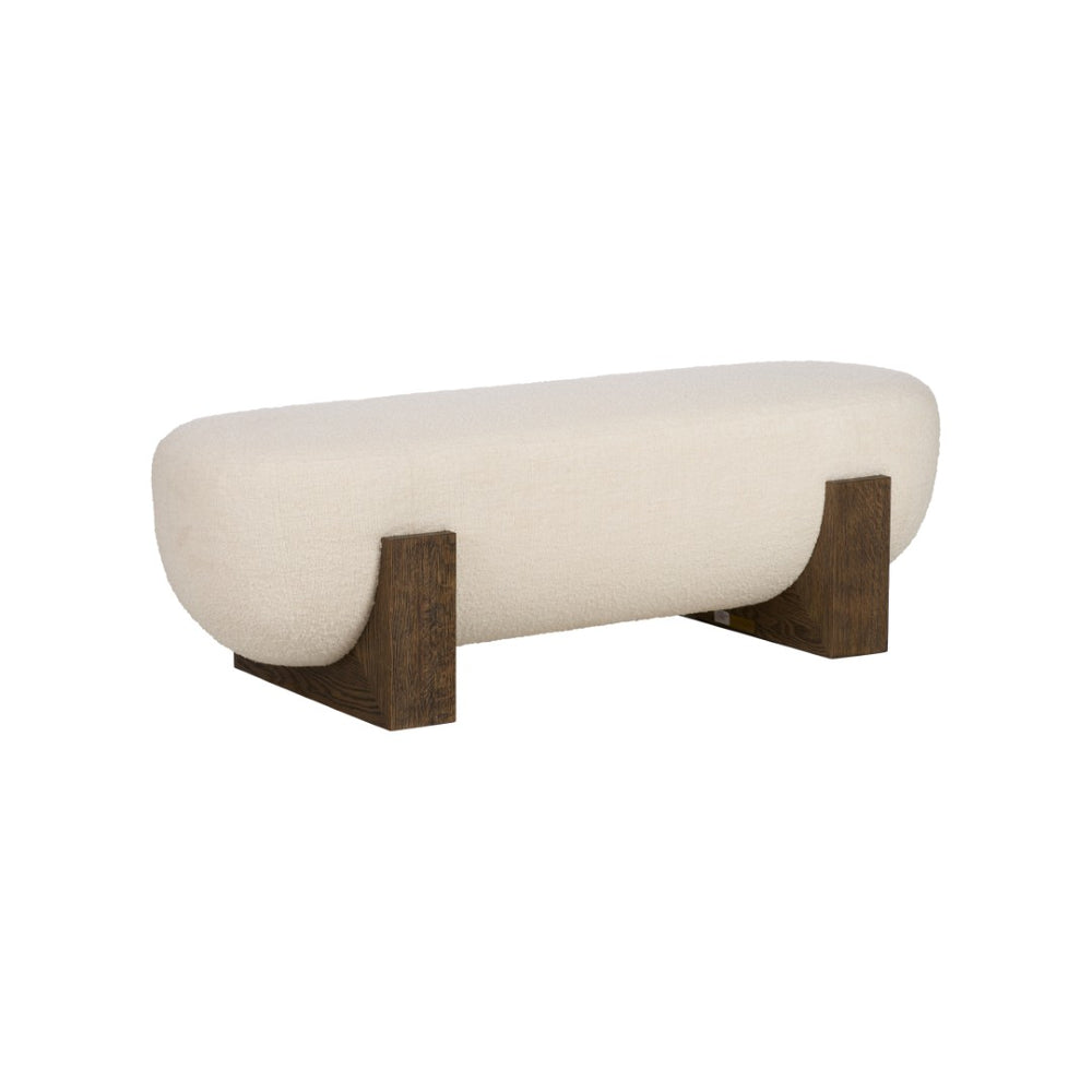 Wildwood Archer Cream Boucle Bench With Rift-Cut Oak Legs — Sculptural, Textured Seating For Entryway Or Bedroom 490862