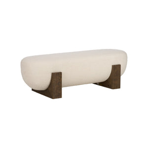 Wildwood Archer Cream Boucle Bench With Rift-Cut Oak Legs — Sculptural, Textured Seating For Entryway Or Bedroom 490862