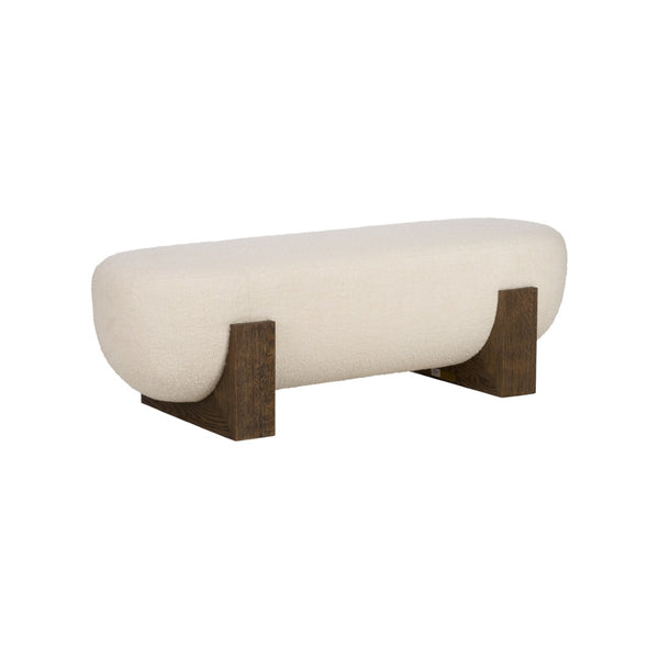 Wildwood Archer Cream Boucle Bench With Rift-Cut Oak Legs — Sculptural, Textured Seating For Entryway Or Bedroom 490862