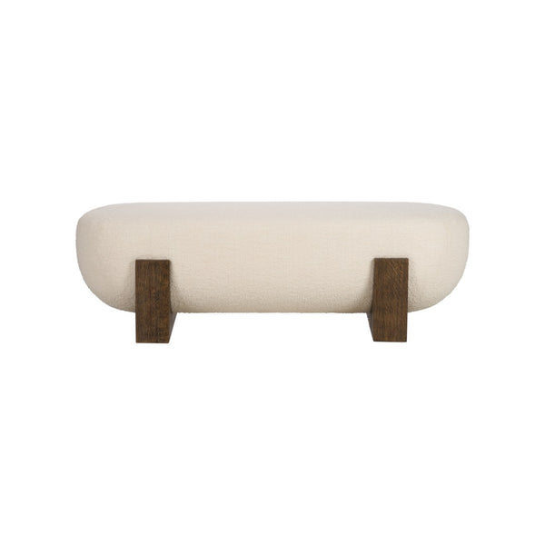 Wildwood Archer Cream Boucle Bench With Rift-Cut Oak Legs — Sculptural, Textured Seating For Entryway Or Bedroom 490862