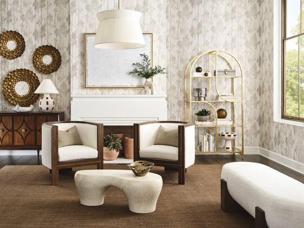 Wildwood Archer Cream Boucle Bench With Rift-Cut Oak Legs — Sculptural, Textured Seating For Entryway Or Bedroom 490862