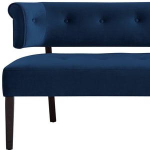 Homeroots 48" Navy Blue And Black Upholstered Velvet Bench Navy,Velvet Manufactured Wood 490862