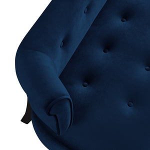 Homeroots 48" Navy Blue And Black Upholstered Velvet Bench Navy,Velvet Manufactured Wood 490862