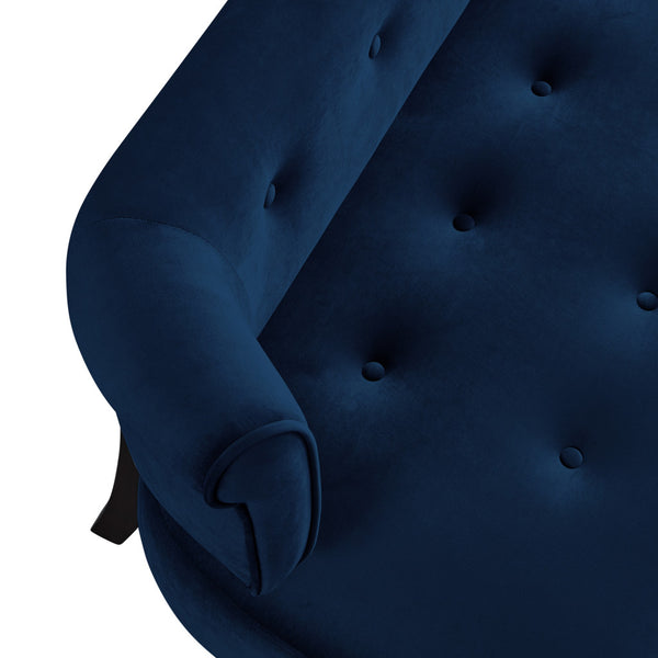 Homeroots 48" Navy Blue And Black Upholstered Velvet Bench Navy,Velvet Manufactured Wood 490862