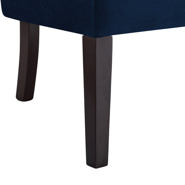 Homeroots 48" Navy Blue And Black Upholstered Velvet Bench Navy,Velvet Manufactured Wood 490862