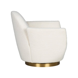 Wildwood Alba Sculptural Swivel Chair In Cream Boucle With Antique Brass Base — Luxurious Petal Silhouette Comfort 490863