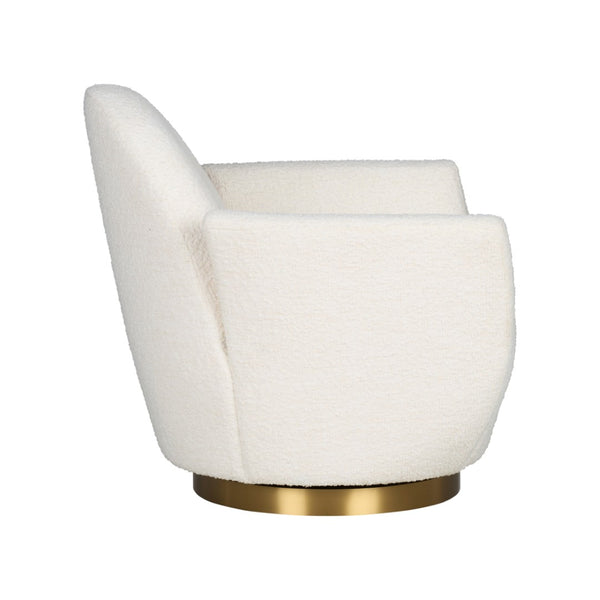 Wildwood Alba Sculptural Swivel Chair In Cream Boucle With Antique Brass Base — Luxurious Petal Silhouette Comfort 490863