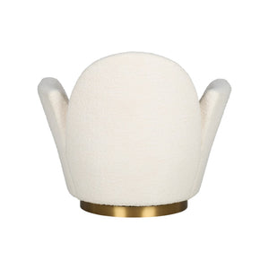 Wildwood Alba Sculptural Swivel Chair In Cream Boucle With Antique Brass Base — Luxurious Petal Silhouette Comfort 490863